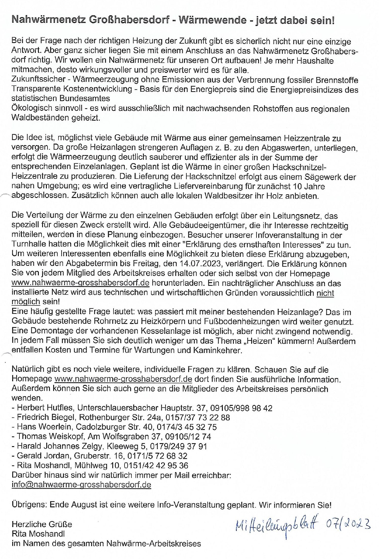 Berichte im Mitteilungsblatt Juli September 2023