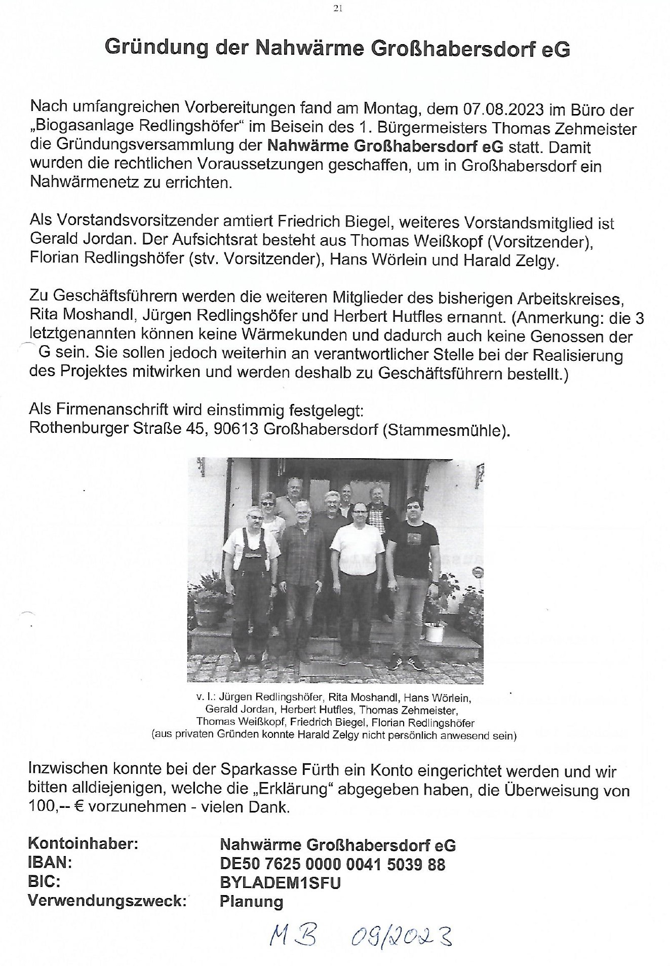 Berichte im Mitteilungsblatt Juli September 2023